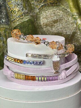 Bomb Party "Ice Cream Soda Shop" Summer Stacks 3 Bracelet Set with RootbeerFloat